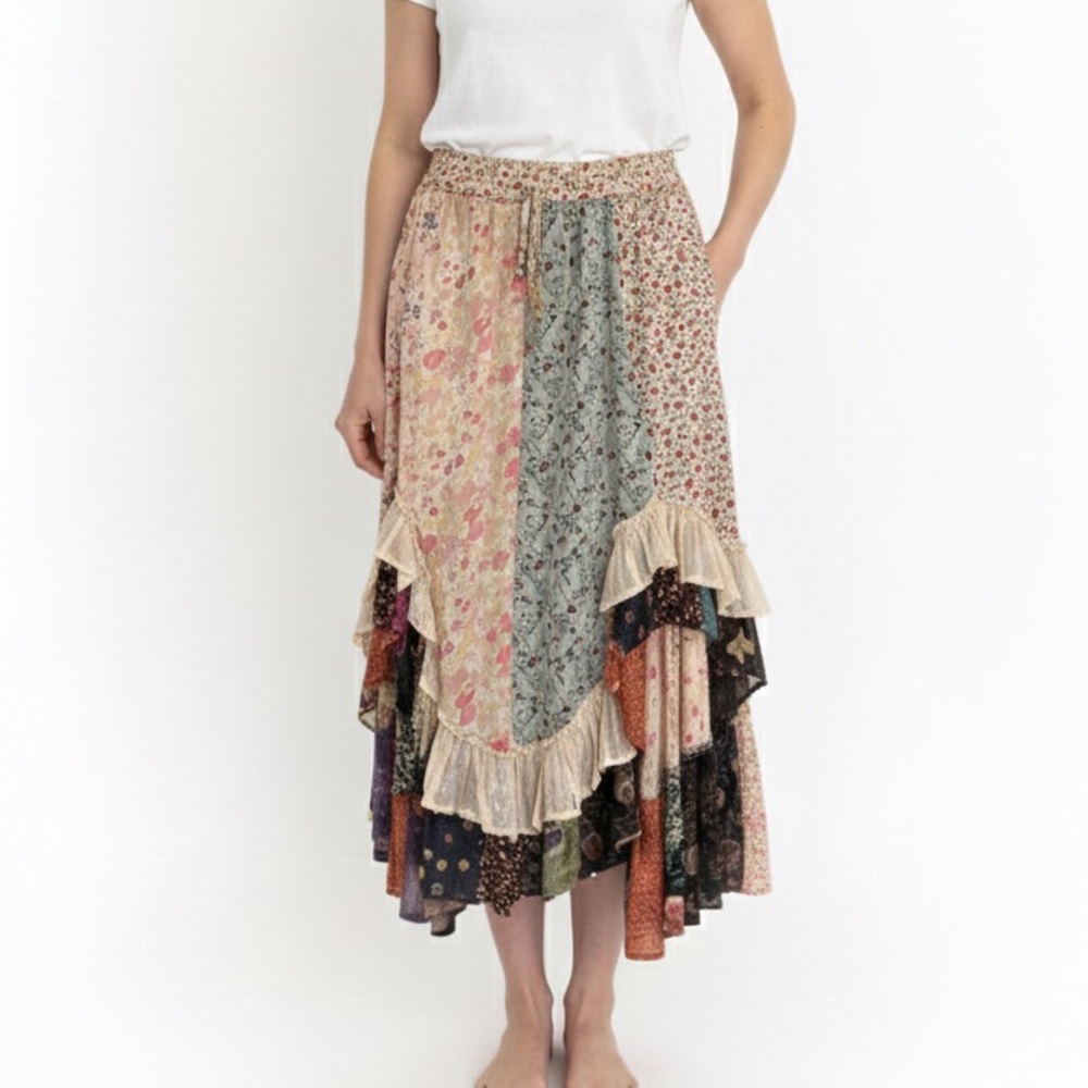Young Threads Boho Floral Patchwork Asymmetrical … - image 1